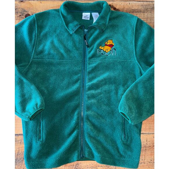 Winnie The Pooh Vintage Green Full Zip Long Sleeve Fleece Jacket Disney Store S - Picture 2 of 6